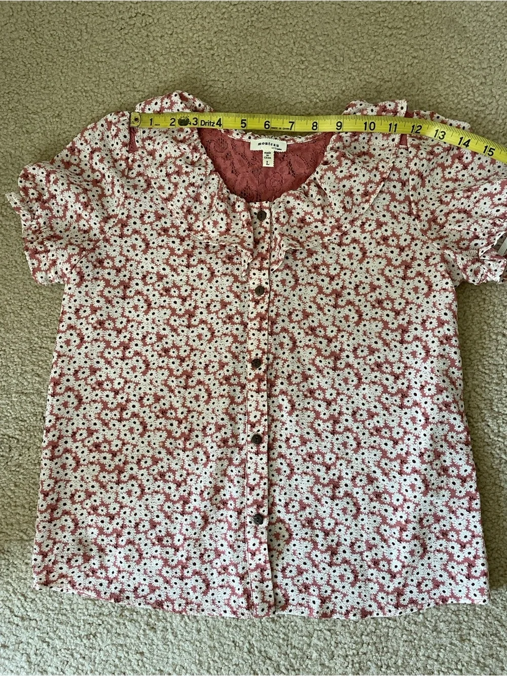Monteau Rose Floral Button-Down Top